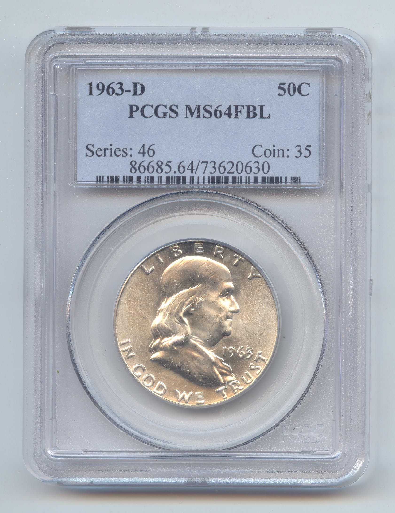 1943-S Walking Liberty Half Dollar,Old Green PCGS MS-63